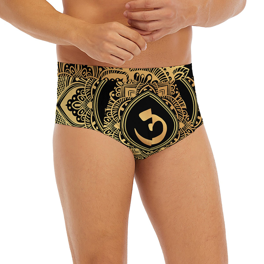Gold Om Mandala Print Men's Briefs