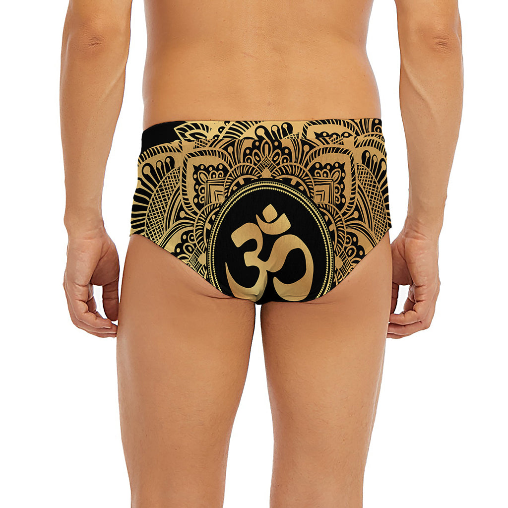 Gold Om Mandala Print Men's Briefs