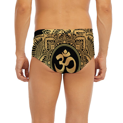 Gold Om Mandala Print Men's Briefs