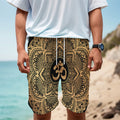 Gold Om Mandala Print Men's Cargo Shorts