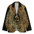 Gold Om Mandala Print Men's Cotton Blazer