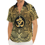 Gold Om Mandala Print Men's Deep V-Neck Shirt