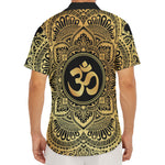 Gold Om Mandala Print Men's Deep V-Neck Shirt