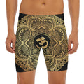 Gold Om Mandala Print Men's Long Boxer Briefs