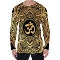 Gold Om Mandala Print Men's Long Sleeve T-Shirt