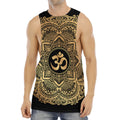 Gold Om Mandala Print Men's Muscle Tank Top