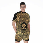 Gold Om Mandala Print Men's Rompers