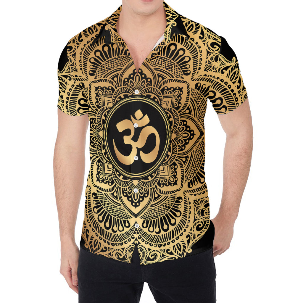 Gold Om Mandala Print Men's Shirt