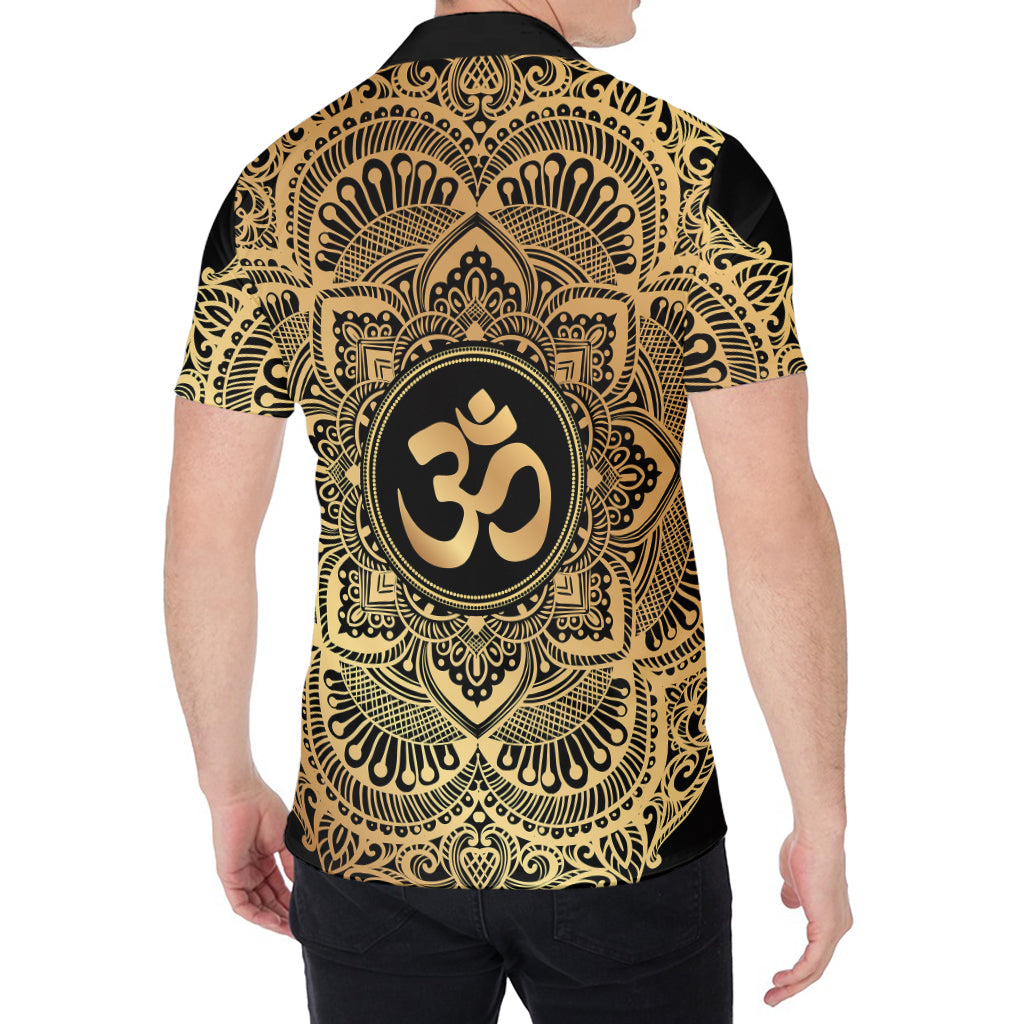 Gold Om Mandala Print Men's Shirt