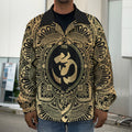 Gold Om Mandala Print Men's Shirt Jacket
