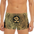 Gold Om Mandala Print Men's Short Boxer Briefs