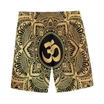 Gold Om Mandala Print Men's Sports Shorts