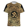 Gold Om Mandala Print Men's Athletic T-Shirt