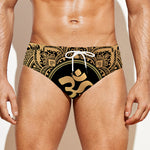 Gold Om Mandala Print Men's Swim Briefs