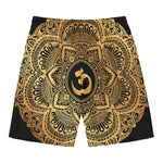 Gold Om Mandala Print Men's Swim Trunks