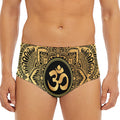 Gold Om Mandala Print Men's Triangle Swim Briefs
