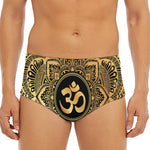 Gold Om Mandala Print Men's Triangle Swim Briefs