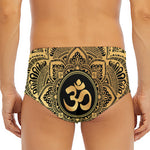 Gold Om Mandala Print Men's Triangle Swim Briefs