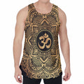 Gold Om Mandala Print Men's Velvet Tank Top