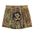 Gold Om Mandala Print Mesh Shorts
