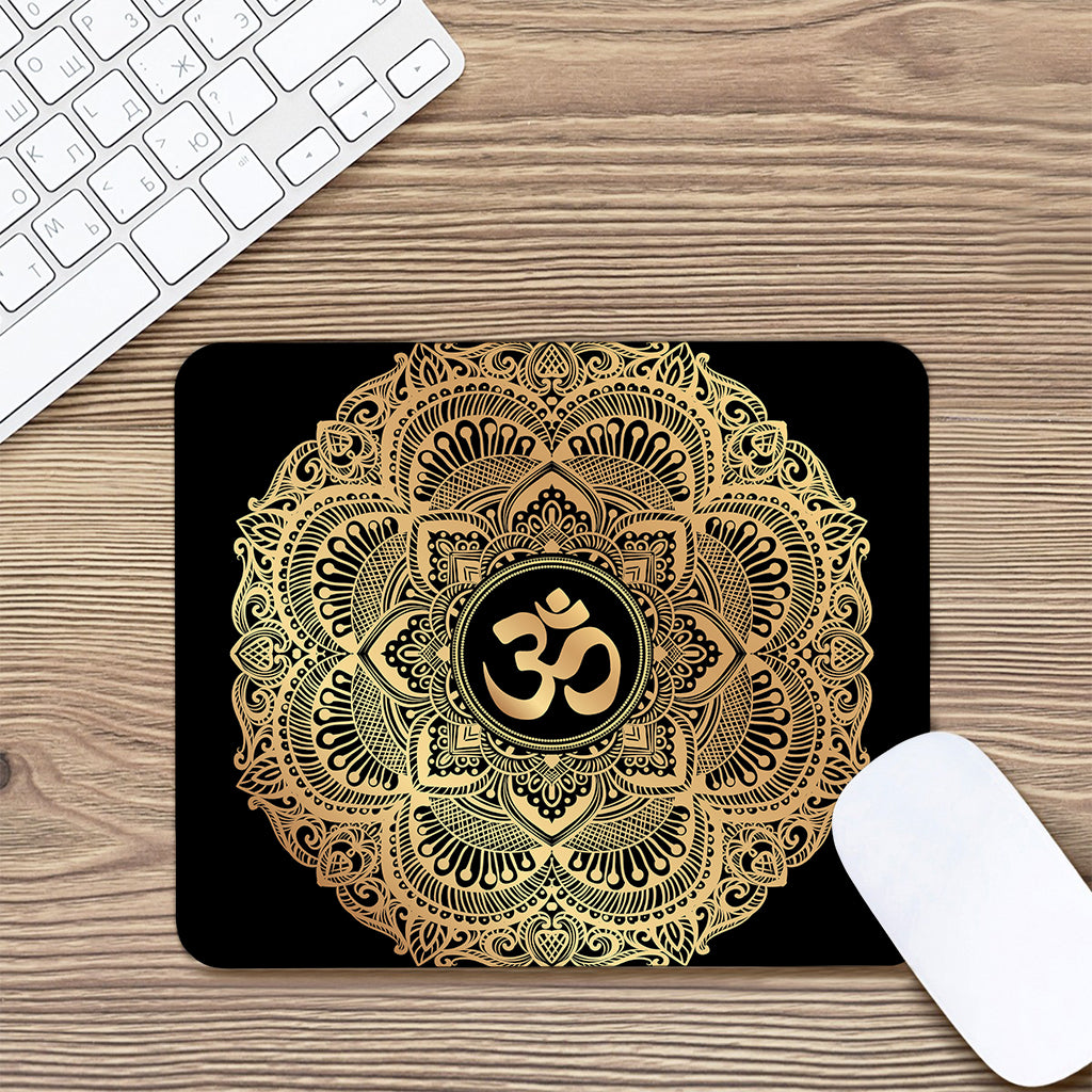 Gold Om Mandala Print Mouse Pad