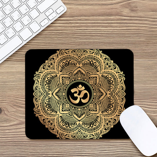 Gold Om Mandala Print Mouse Pad