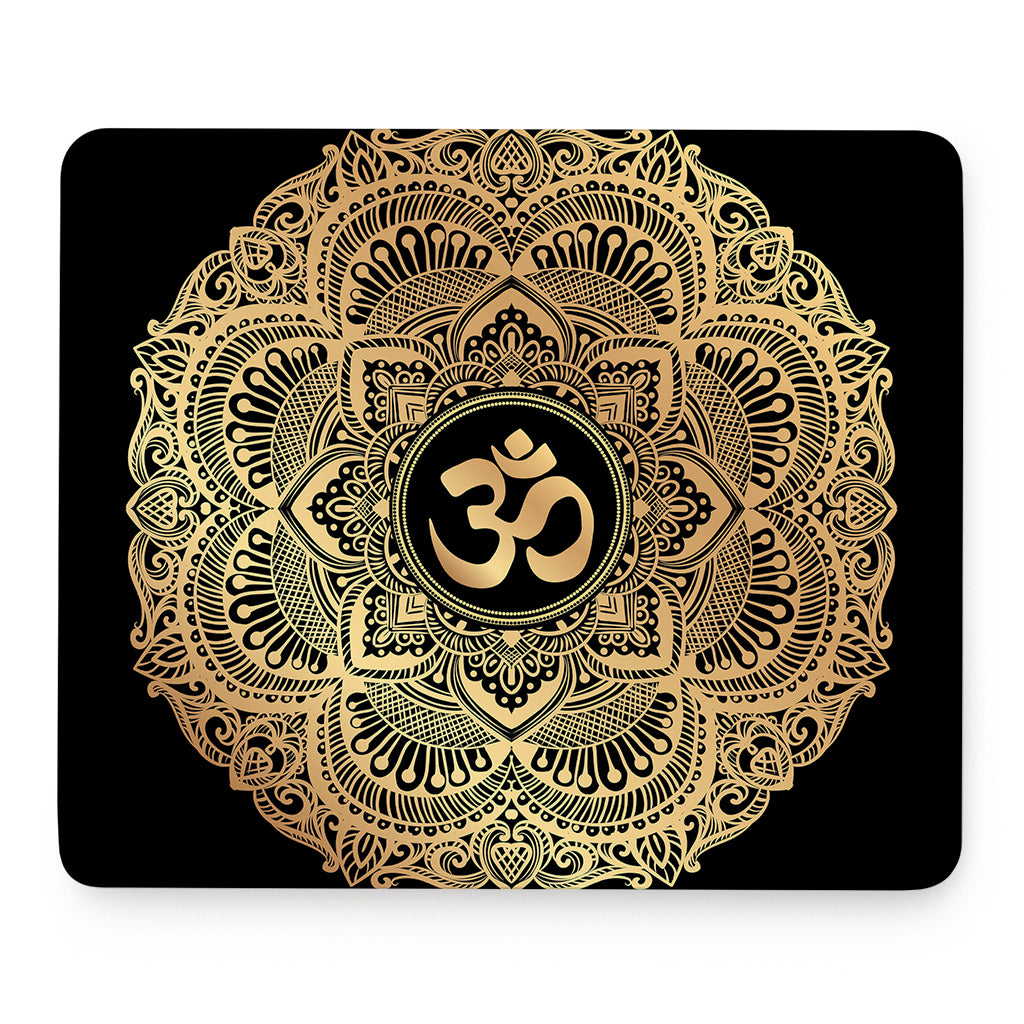 Gold Om Mandala Print Mouse Pad