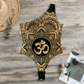Gold Om Mandala Print One Shoulder Bodysuit