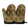 Gold Om Mandala Print Oven Mitts