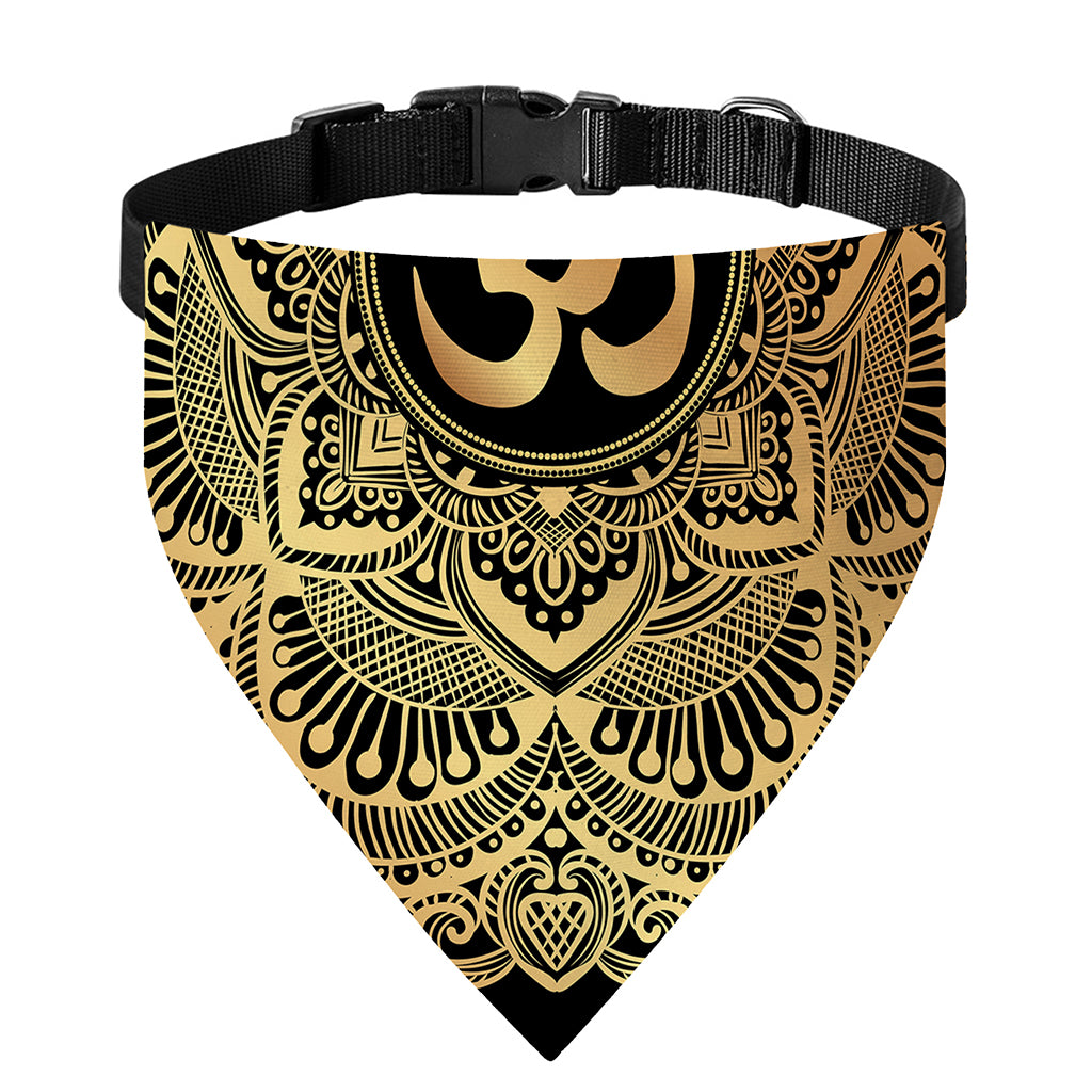 Gold Om Mandala Print Over The Collar Dog Bandana