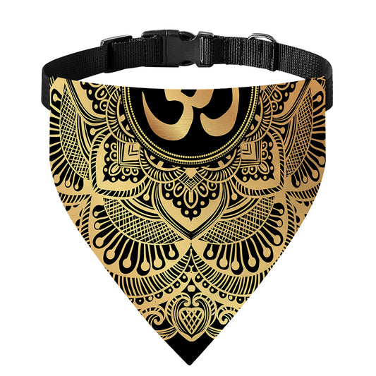 Gold Om Mandala Print Over The Collar Dog Bandana