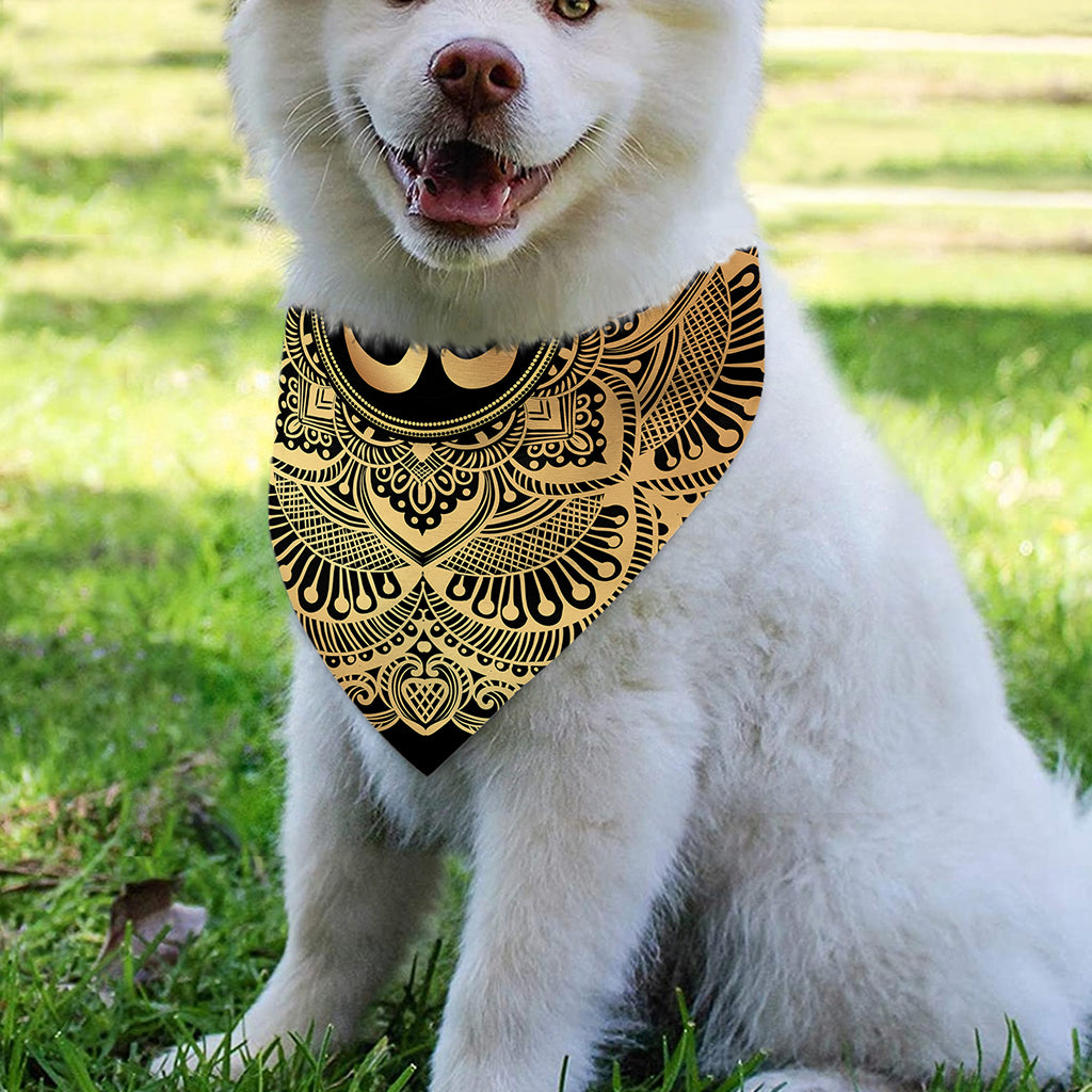 Gold Om Mandala Print Over The Collar Dog Bandana