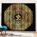 Gold Om Mandala Print Pencil Pleat Curtains