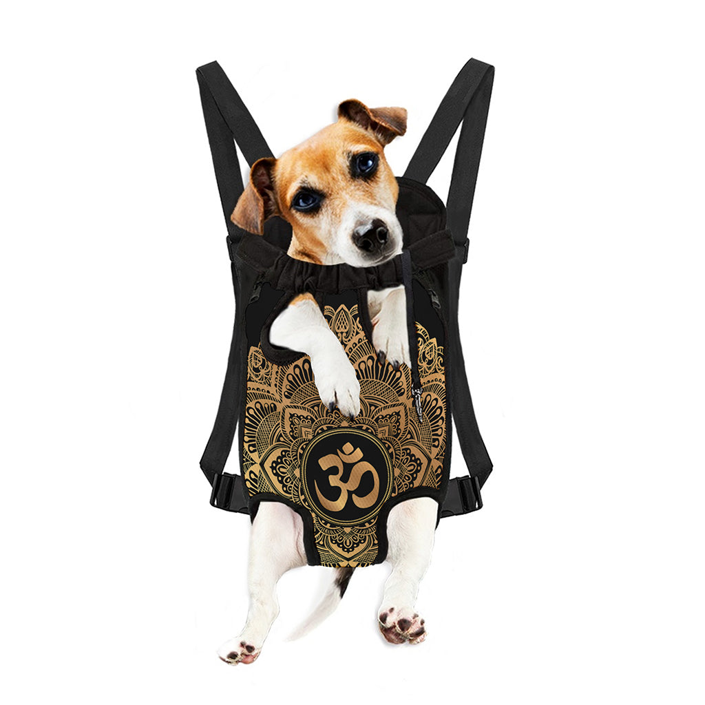 Gold Om Mandala Print Pet Carrier Backpack