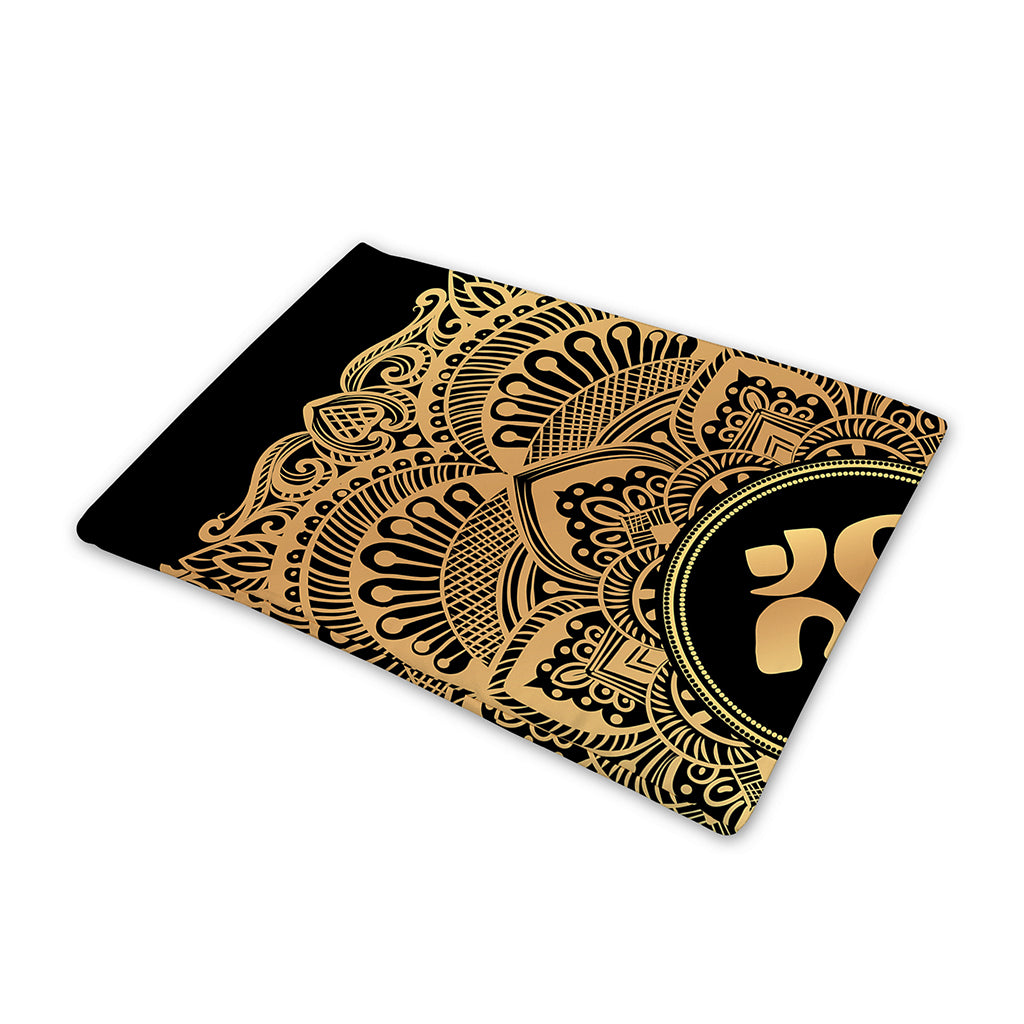 Gold Om Mandala Print Pet Cooling Mat Cover