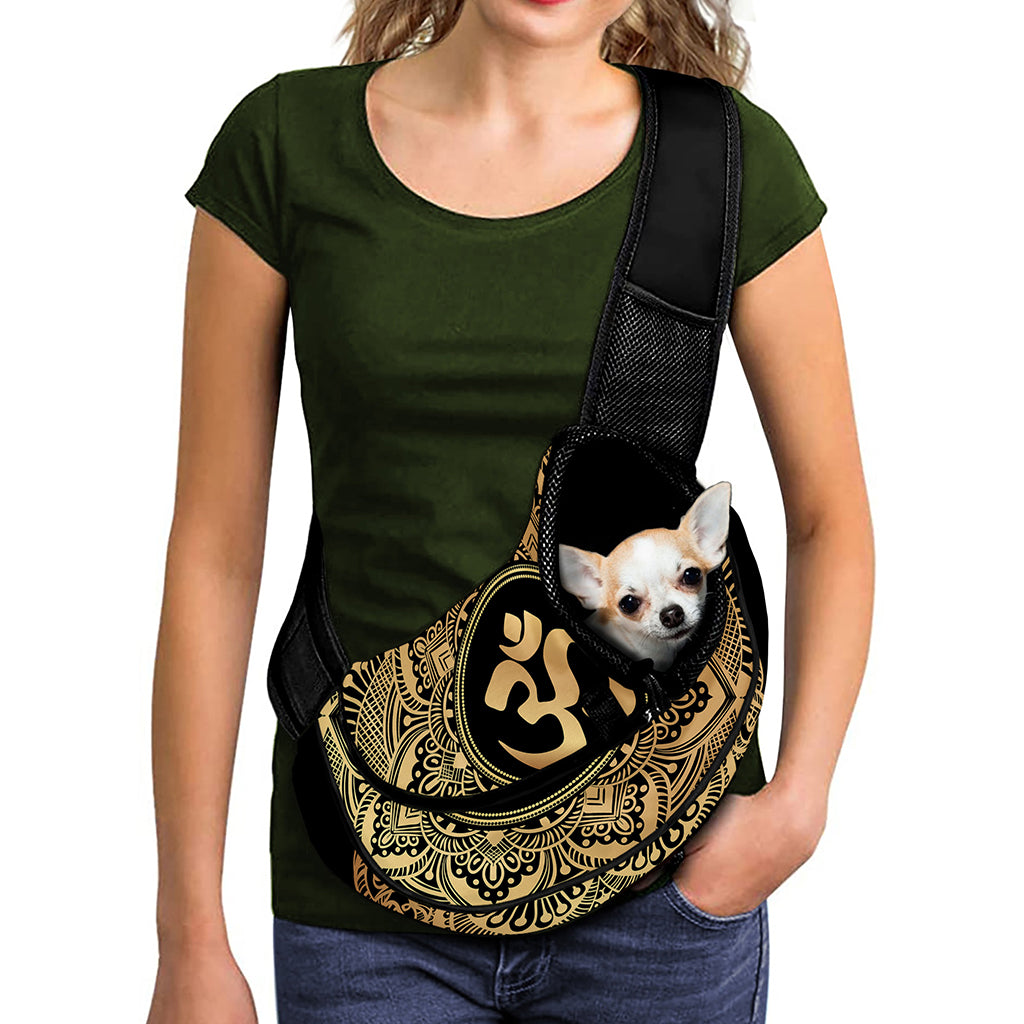 Gold Om Mandala Print Pet Sling Carrier