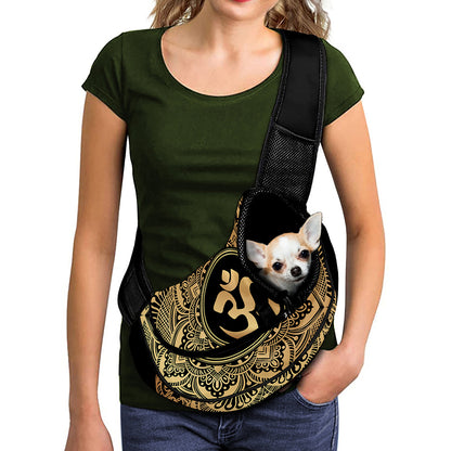 Gold Om Mandala Print Pet Sling Carrier