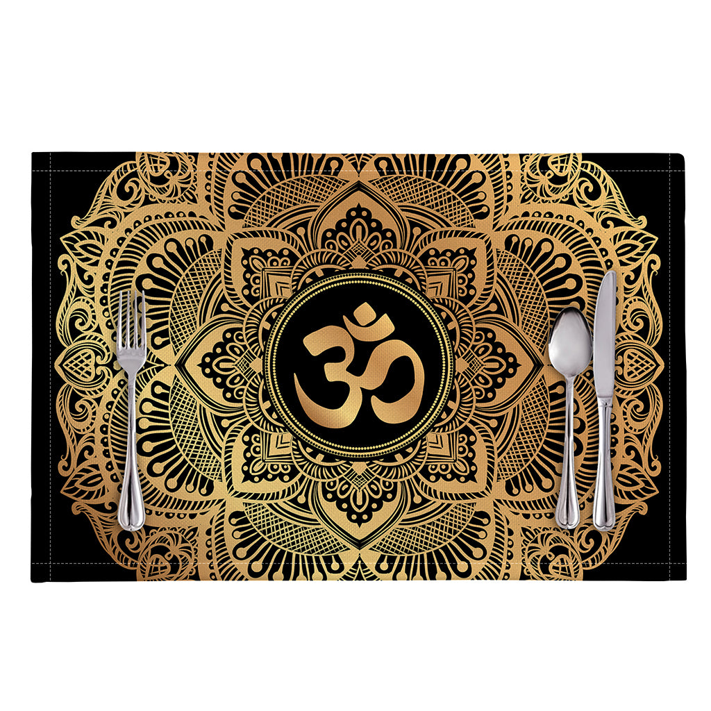 Gold Om Mandala Print Placemat