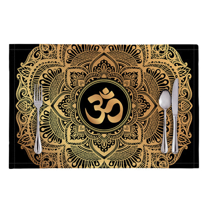 Gold Om Mandala Print Placemat