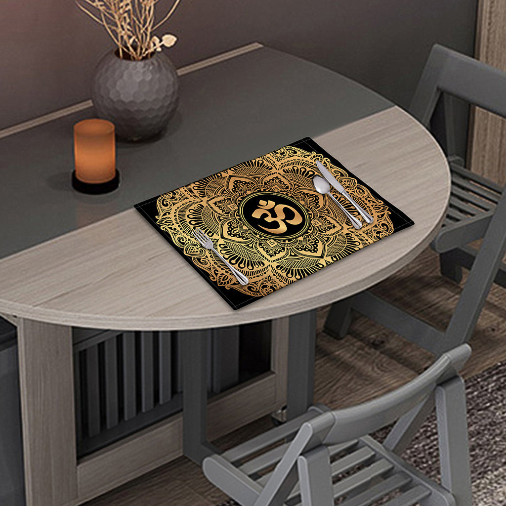 Gold Om Mandala Print Placemat