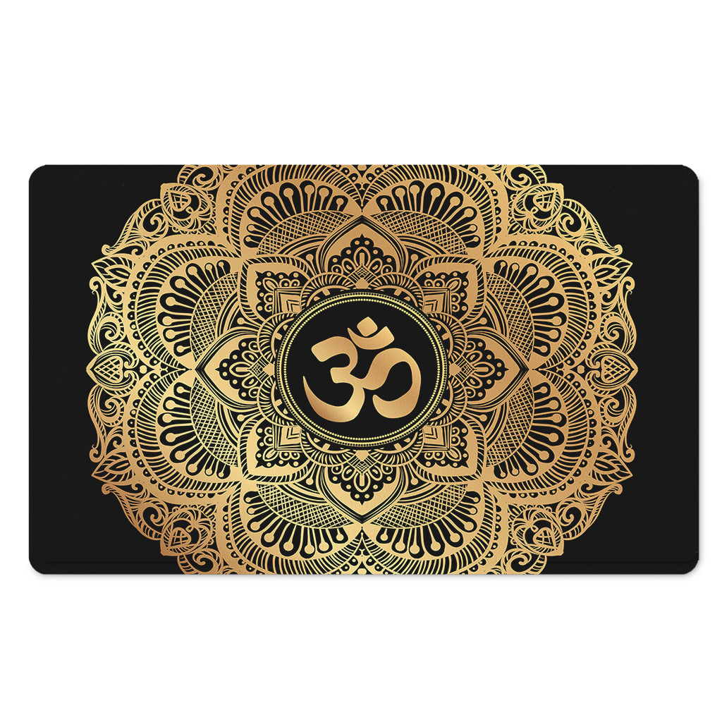 Gold Om Mandala Print Polyester Doormat