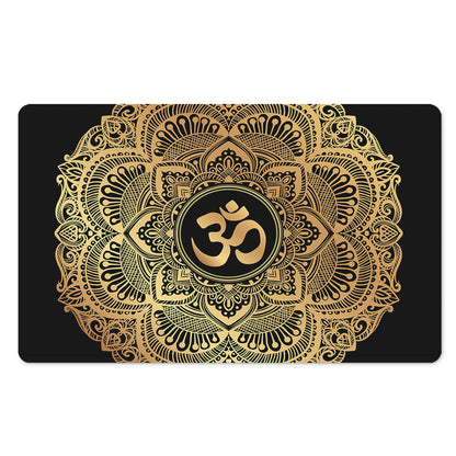 Gold Om Mandala Print Polyester Doormat