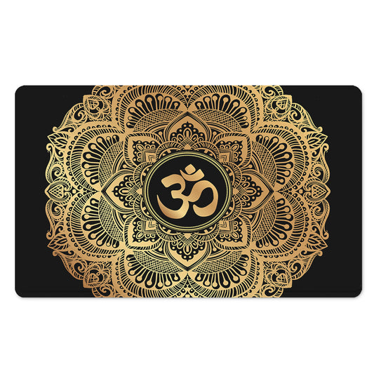 Gold Om Mandala Print Polyester Doormat