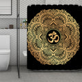 Gold Om Mandala Print Polyester Shower Curtain