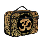 Gold Om Mandala Print Portable Lunch Bag