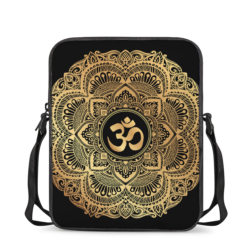 Gold Om Mandala Print Rectangular Crossbody Bag