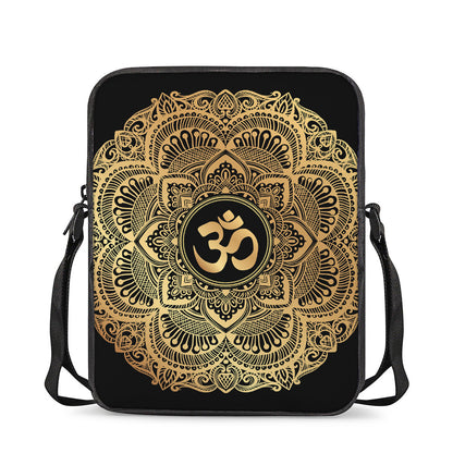 Gold Om Mandala Print Rectangular Crossbody Bag