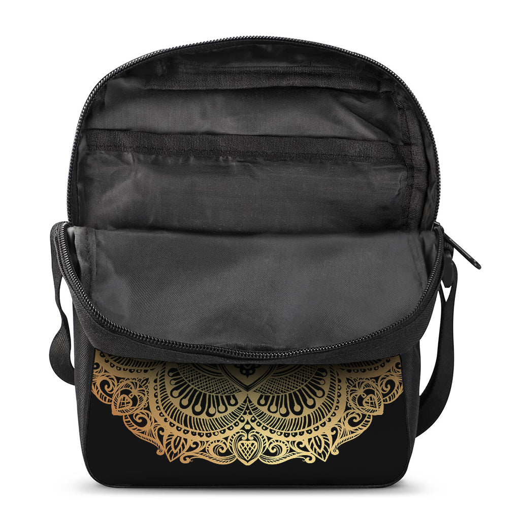 Gold Om Mandala Print Rectangular Crossbody Bag