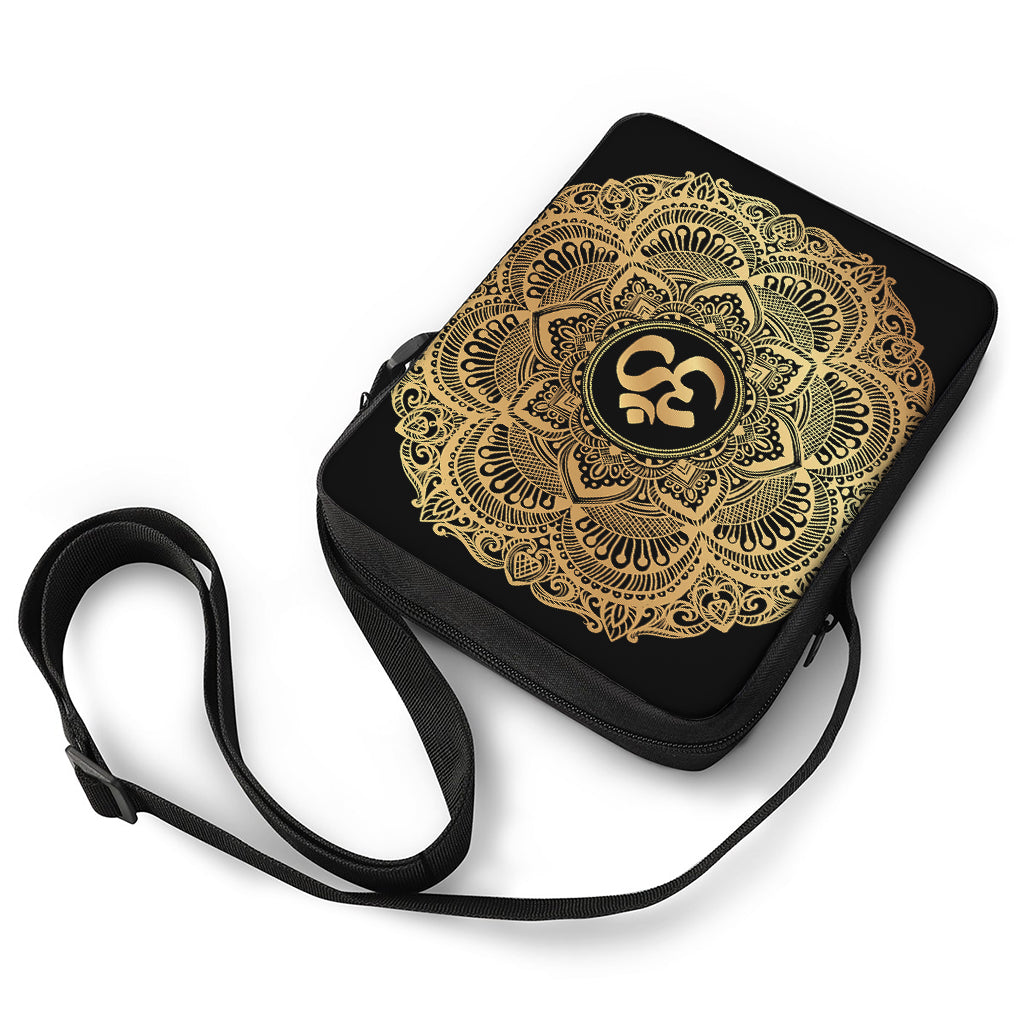 Gold Om Mandala Print Rectangular Crossbody Bag
