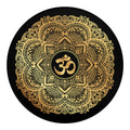 Gold Om Mandala Print Round Blanket
